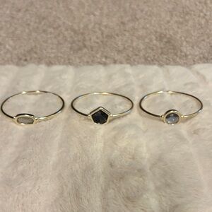 Kendra Scott Delicate Gold Tone Stacking bracelets with Gray and Black Stones
